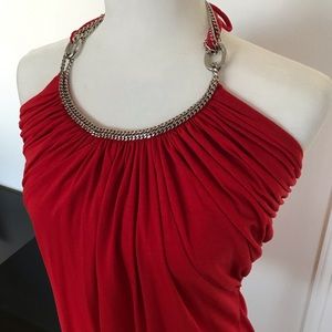 Brand New! WHBM Red Top with Neck Chain - Size Sm